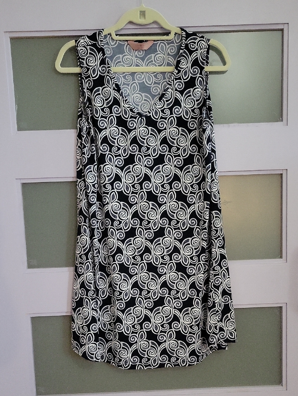 SJS Black and White Swirl A-Line Mini Dress